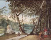 unknow artist A wooded landscape with a beggar kneeling before a cardinal oil painting image
